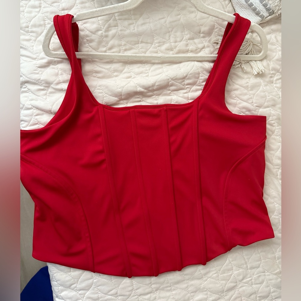 Express Bold Red Body Contour Crop Top